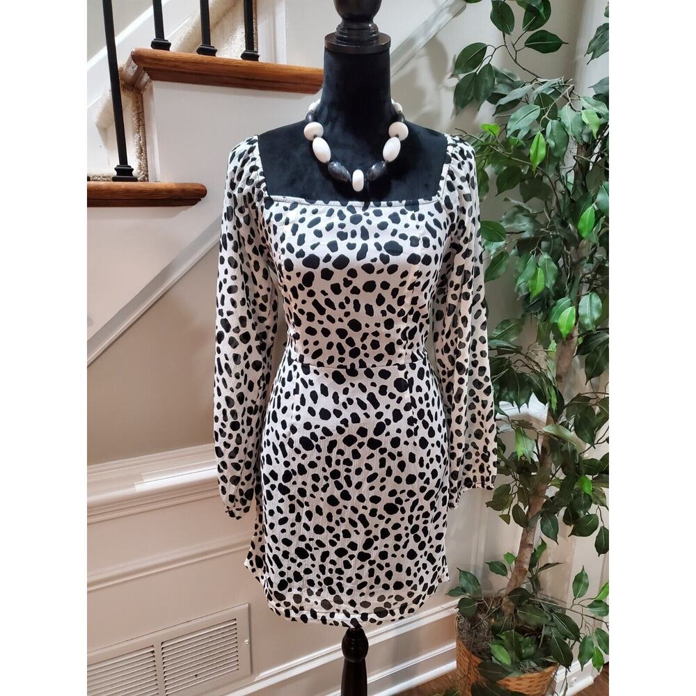 Girl in Mind Women Polyester Square Neck Long Sleeve Knee Length Dress 10